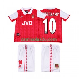 Camisolas de futebol Arsenal BERGKAMP 10 Retro Criança Equipamento Principal 1994 1996 Manga Curta